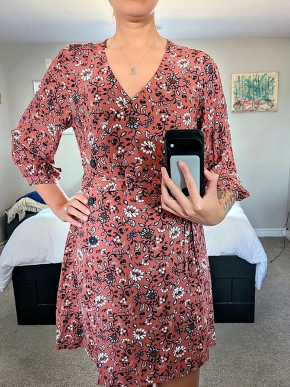 Frank And Oak Floral Mini Dress in Floral